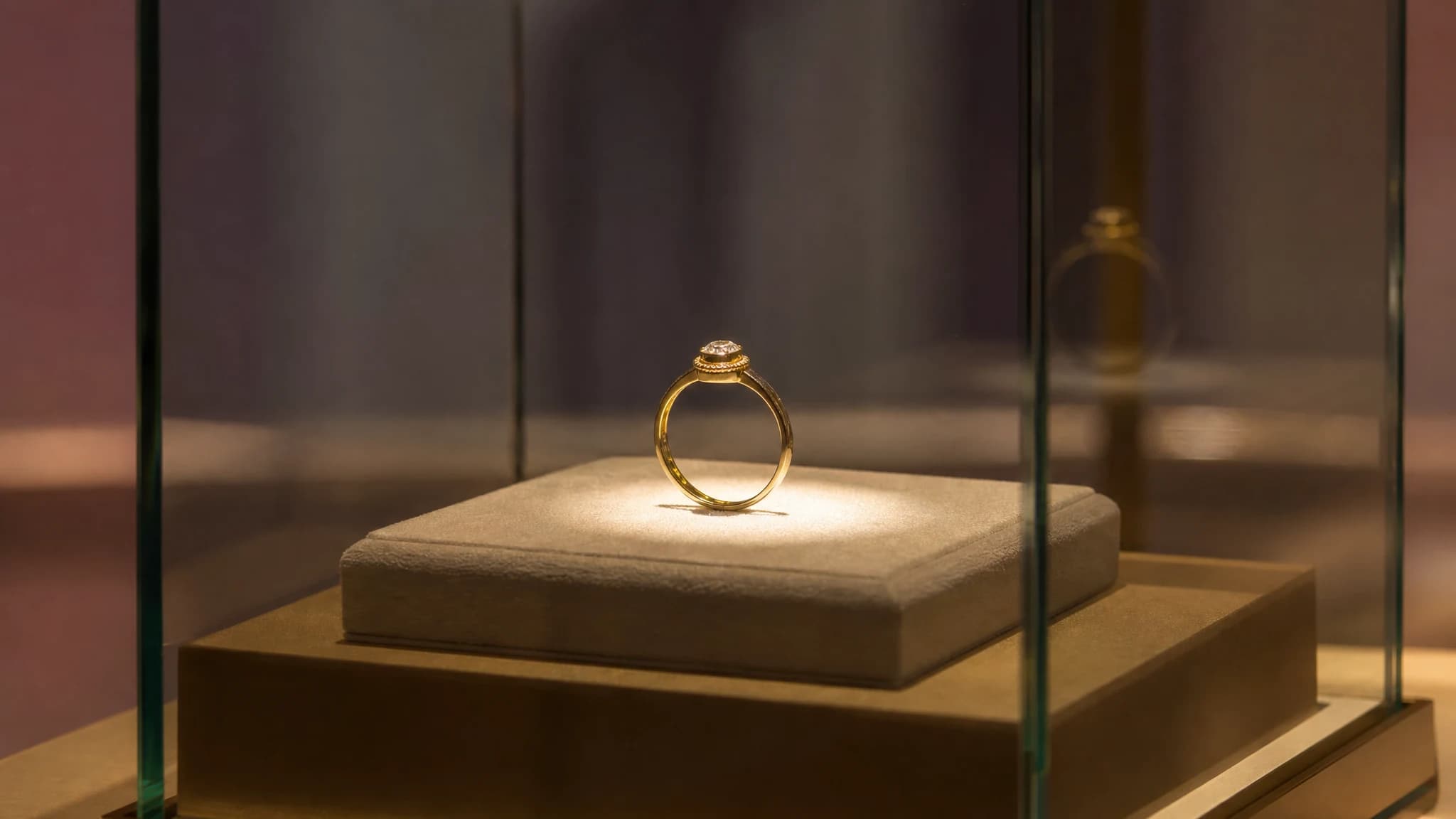 Ювелир раскладывает золотые украшения в витрину магазина